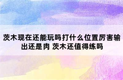 茨木现在还能玩吗打什么位置厉害输出还是肉 茨木还值得练吗